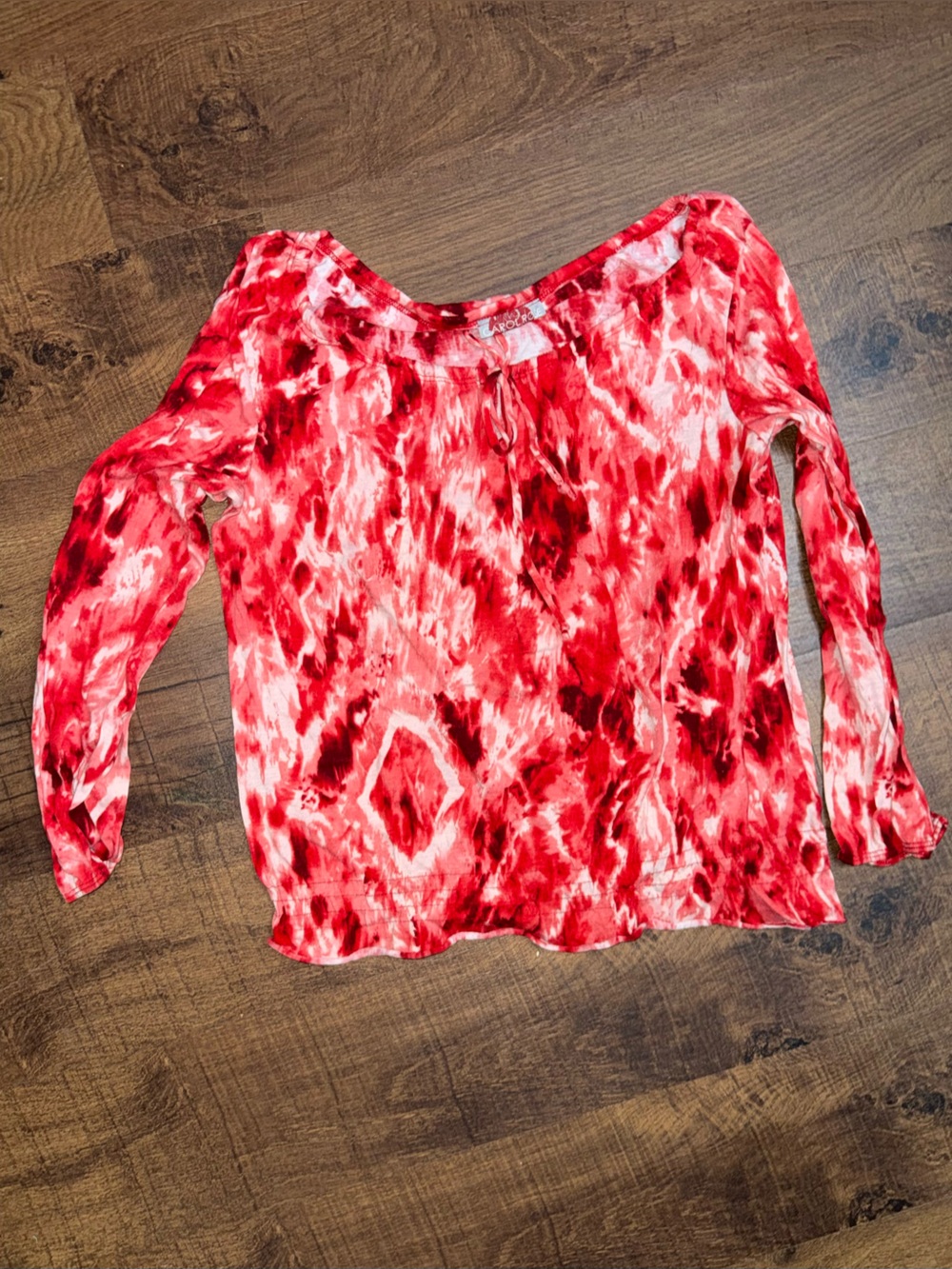 Carol Rose Red and White Tie-Dye Top